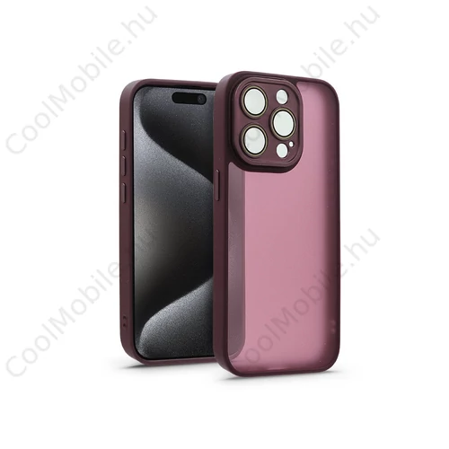 Apple iPhone 15 Pro hátlap kameravédő peremmel, lencsevédő üveggel - Variete -  bíbor