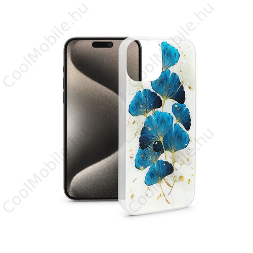 Haffner Gold Glam szilikon tok - Apple iPhone 15 Pro Max - leaves