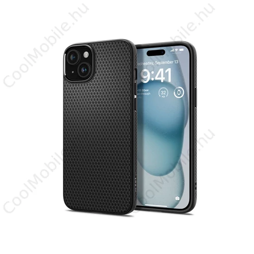 Spigen Liquid Air ütésálló tok - Apple iPhone 15 - fekete