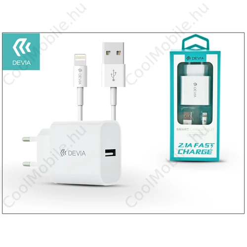 Devia Smart Series 10W USB hálózati töltő adapter + USB/Lightning kábel 1,2m - fehér