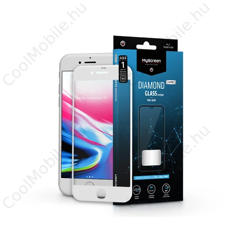 Apple iPhone 7 Plus/8 Plus edzett üveg képernyővédő fólia - MyScreen Protector  Diamond Glass Lite Edge2.5D Full Glue - fehér