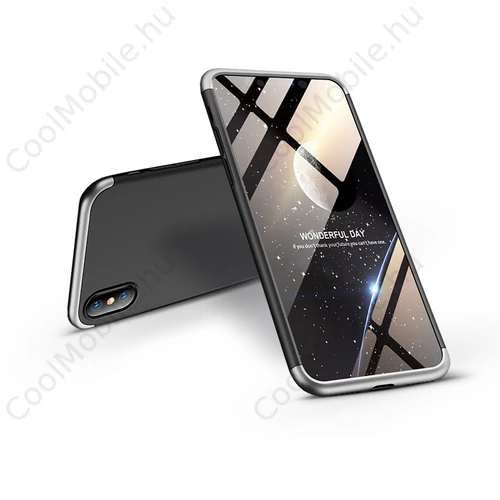 Apple iPhone XS Max hátlap - GKK 360 Full Protection 3in1 - fekete/ezüst