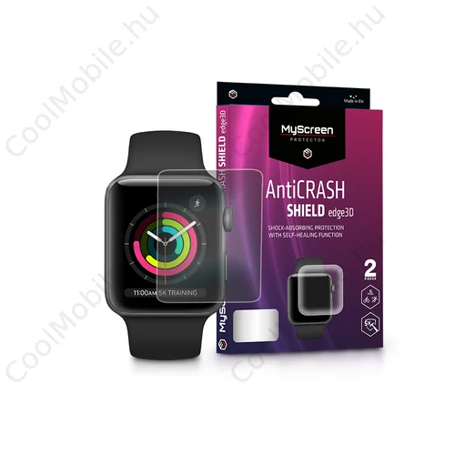 Apple Watch Series 3 (42 mm) ütésálló képernyővédő fólia - MyScreen Protector   AntiCrash Shield Edge3D - 2 db/csomag - átlátszó