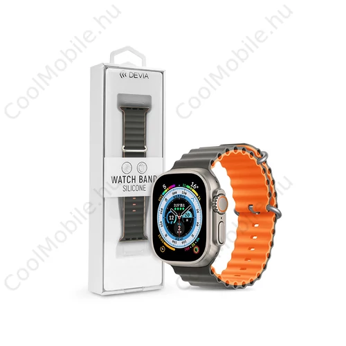 Devia Deluxe Series Sport6 Apple Watch szilikon sport szíj - 42/44/45/49mm - szürke/narancs