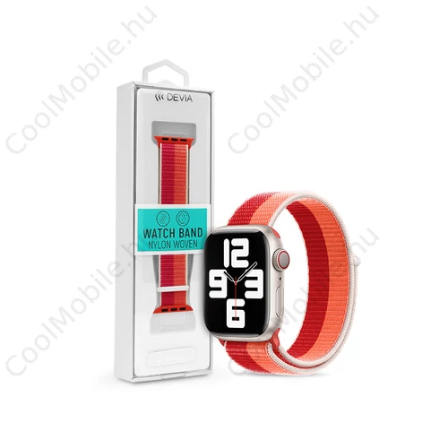 Devia Nylon Woven Braided Apple Watch szövet sport szíj - 38/40/41mm - narancs/bordó