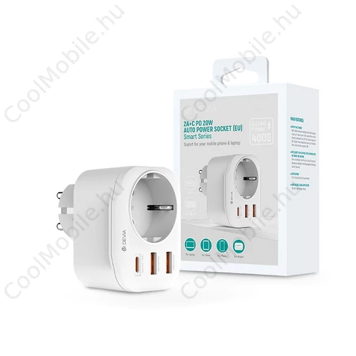 Devia Smart Series 20W PD hálózati csatlakozóaljzat 2xUSB/Type-C - fehér