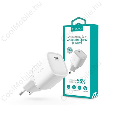 Devia Extreme Speed Series 20W PD hálózati gyorstöltő adapter Type-C - fehér