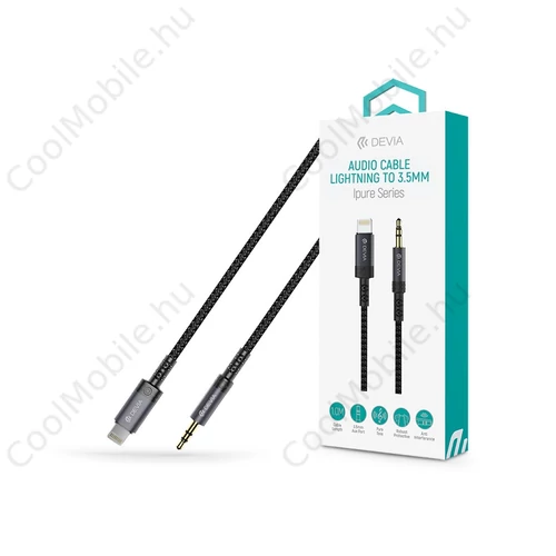 Devia iPure Series Lightning/AUX 3,5 mm audió adapter - fekete