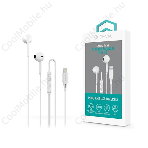 Devia Kintone Series A3 sztereó fülhallgató Lightning - fehér