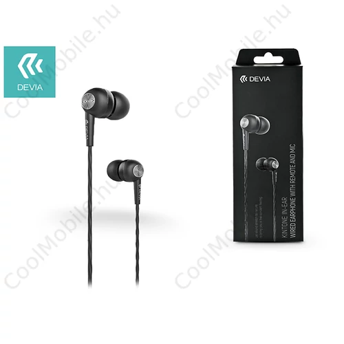 Devia sztereó felvevős fülhallgató - 3,5 mm jack - Devia Kintone In-Ear Wired   Earphones - fekete