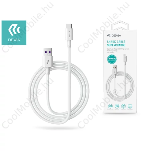 Devia Smart Series Shark USB/Type-C töltő- és adatkábel 1,5m - 5A - fehér