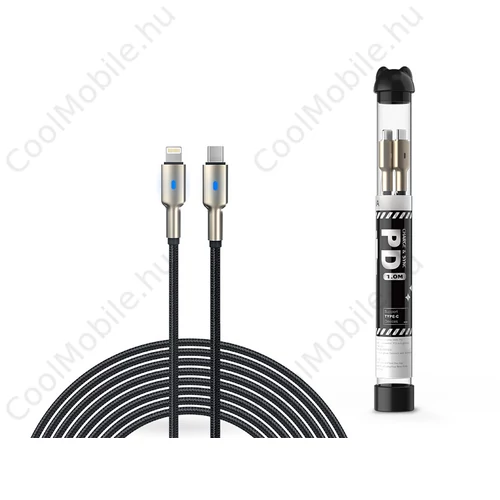 Devia Tube Mars Series PD USB Type-C/Lightning adat- és töltőkábel 1m - 5V/3A - fekete