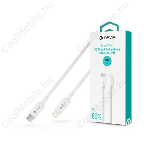 Devia Smart Series 27W PD USB Type-C/Lightning adat- és töltőkábel 2m - fehér