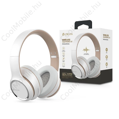 Devia Kintone Series V2 Bluetooth sztereó fejhallgató beépített mikrofonnal - fehér