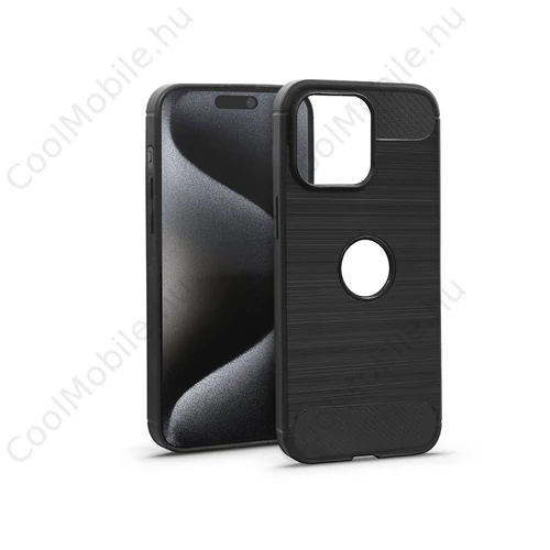 Haffner Carbon szilikon tok - Apple iPhone 15 Pro Max - fekete