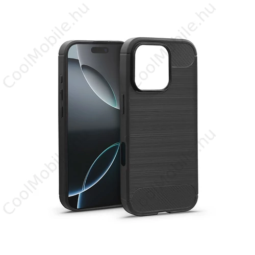 Haffner Carbon szilikon tok - Apple iPhone 16 Pro Max - fekete