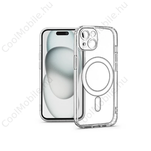 Haffner Clear Mag Cover kameravédős szilikon tok - Apple iPhone 15 - átlátszó
