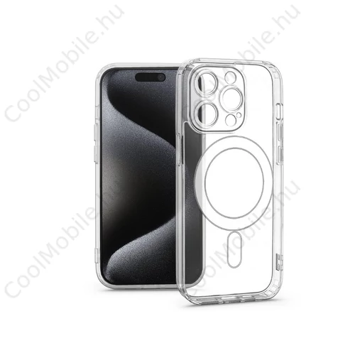 Haffner Clear Mag Cover kameravédős szilikon tok - Apple iPhone 15 Pro - átlátszó