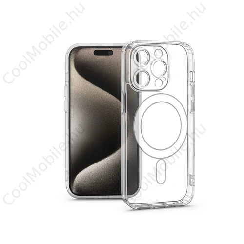Haffner Clear Mag Cover kameravédős szilikon tok - Apple iPhone 15 Pro Max - átlátszó