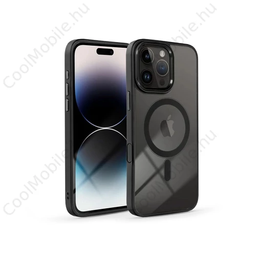 Haffner Edge Mag Cover szilikon tok - Apple iPhone 16 Pro - fekete/átlátszó