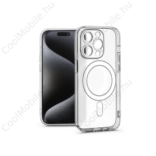 Haffner Frost Mag Cover kameravédős szilikon tok - Apple iPhone 15 Pro - átlátszó