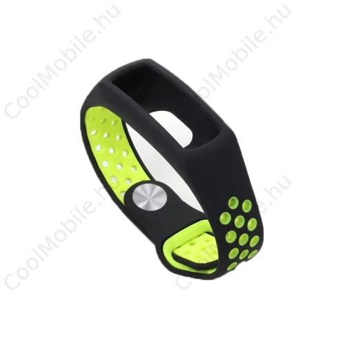 Huawei Honor Band 4 5 - cserélhető lyukacsos sport szilikon szíj - fekete-zöld