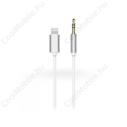 Haffner Lightning - 3,5mm jack audio kábel 1m - fehér/ezüst