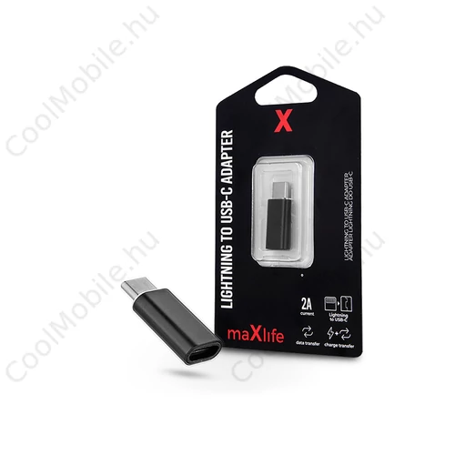 Maxlife Lightning/USB Type-C adapter - 2A - fekete