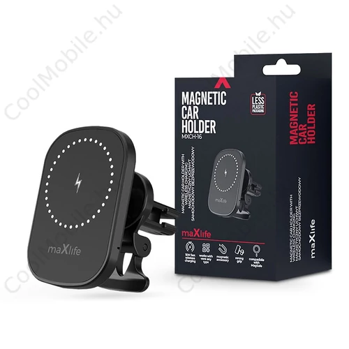 Maxlife MXCH-16 15W vezeték nélküli tartó/gyorstöltő szellőzőrácsba - fekete