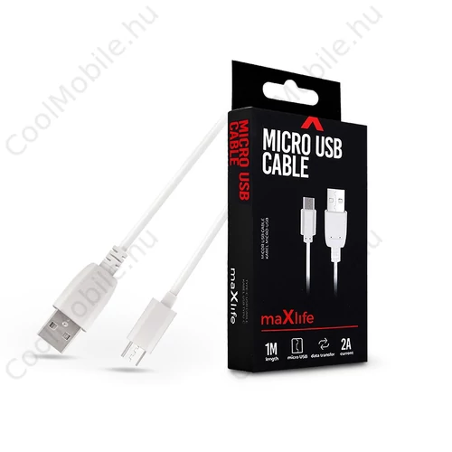 Maxlife 10W USB/microUSB adat- és töltőkábel 1m - fehér