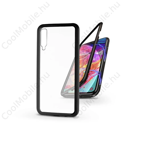 Samsung A705F Galaxy A70 mágneses, 2 részes hátlap előlapi üveg nélkül - Magneto - fekete