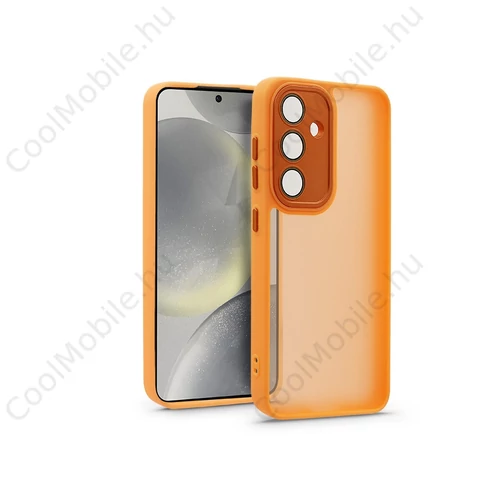 Haffner Variete tok kameravédő lencsevédő üveggel - Samsung SM-S921 Galaxy S24 - narancs