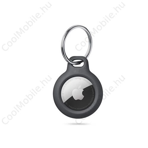 Haffner Rough szilikon védőtok és kulcstartó Apple AirTag nyomkövetőhöz - fekete - ECO