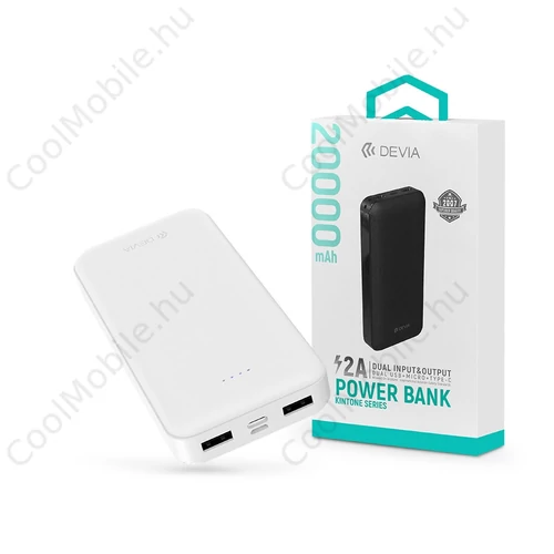 Devia Kintone Series V2 - 2xUSB + Type-C + microUSB - powerbank - 20.000 mAh - fehér