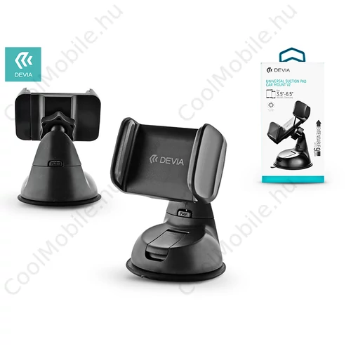 Devia műszerfalra / szélvédőre helyezhető autós tartó 3,5-6'' méretű            készülékekhez- Devia Universal Suction Pad Car Mount V2 - fekete
