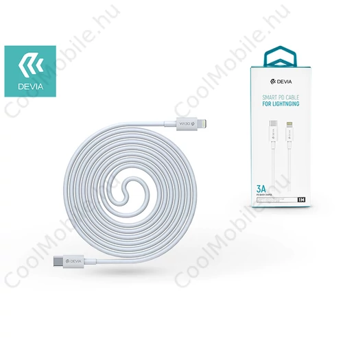 Devia USB Type-C - Lightning adat- és töltőkábel 1 m-es vezetékkel - Devia SmartSeries PD Cable for Lightning - 20W - fehér