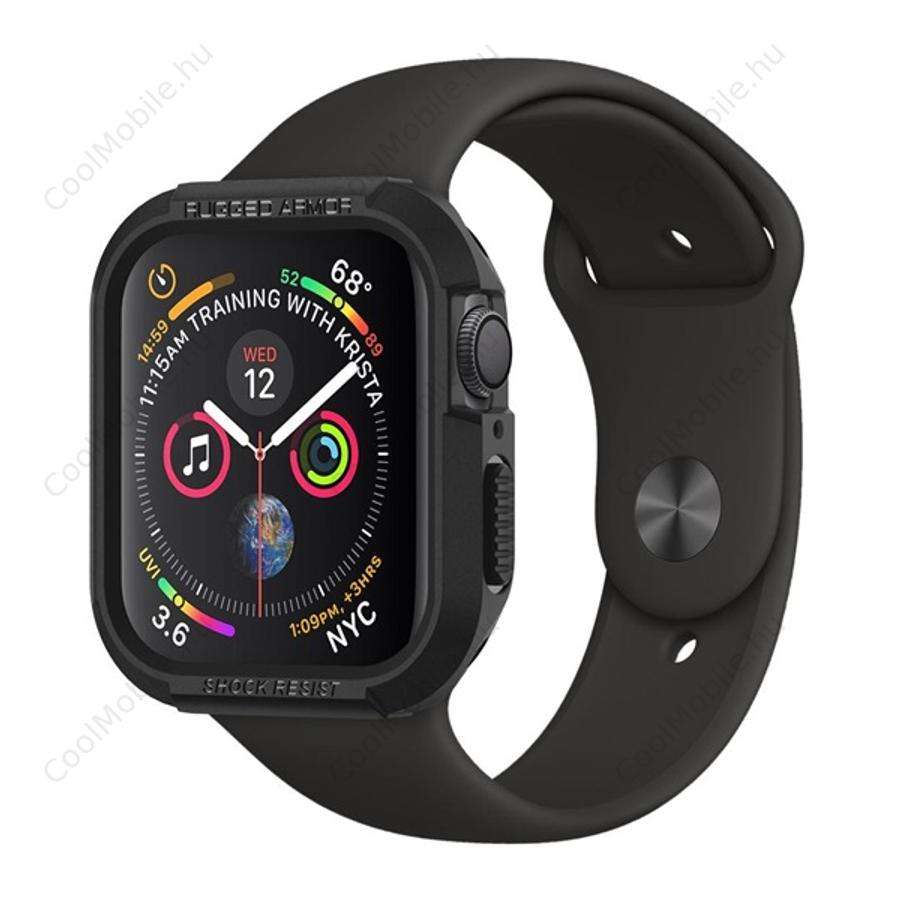 Spigen Rugged Armor Apple Watch S4/S5/S6/SE 44mm Fekete tok - Okosóra, aktivitásmérÅ kiegészÃtÅk