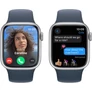 Kép 2/4 - Apple Watch Series 9 GPS 45 mm ezüst alumíniumtok, viharkék sportszíj - S/M