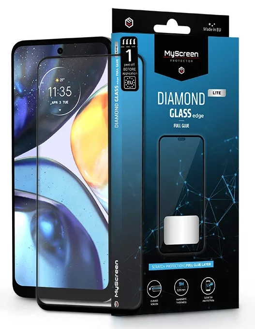 Motorola Moto G22 edzett üveg képernyővédő fólia - MyScreen Protector Diamond   Glass Lite Edge2.5D Full Glue - black