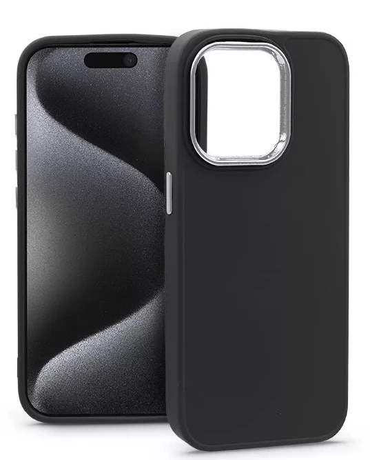 Apple iPhone 15 Pro szilikon hátlap - Frame - fekete