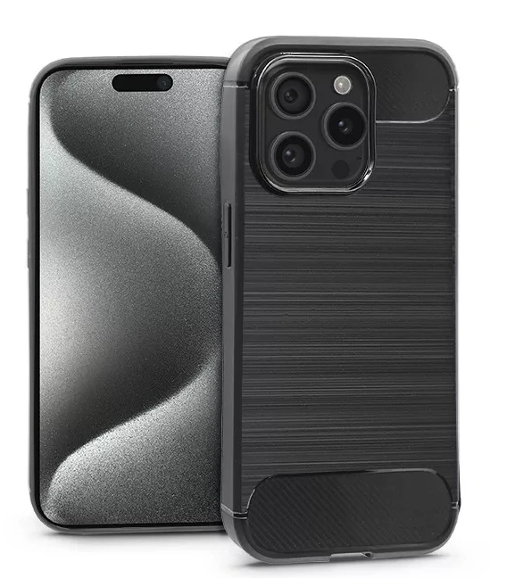 Apple iPhone 15 Pro szilikon hátlap - Carbon - fekete