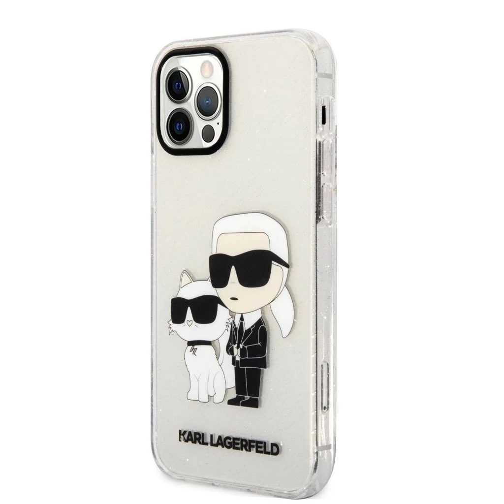 Karl Lagerfeld IML Glitter Karl and Choupette NFT tok iPhone 12/12 Pro készülékhez átlátszó