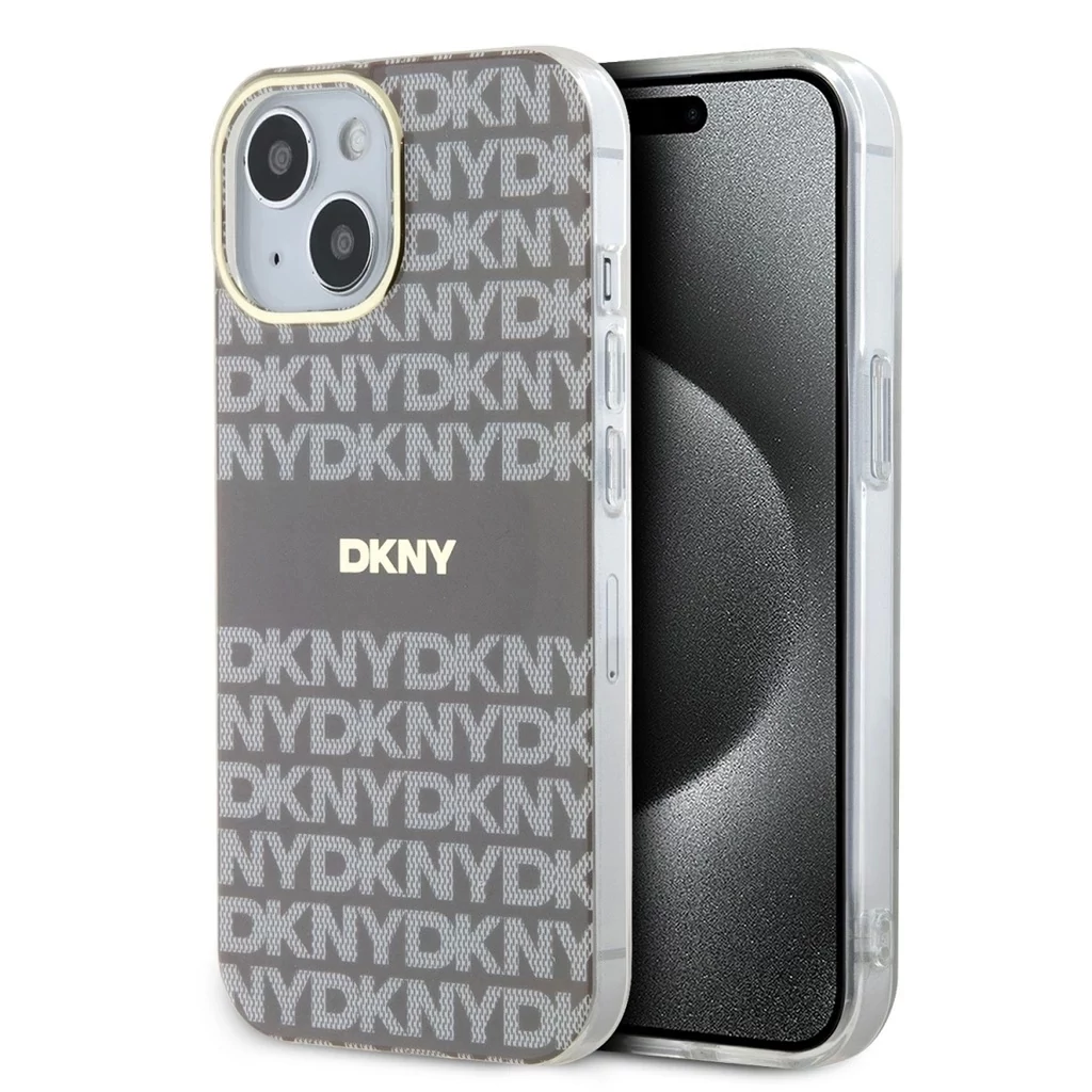 DKNY PC/TPU Repeat Pattern Tonal Stripe Magsafe tok iPhone 15 készülékhez bézs