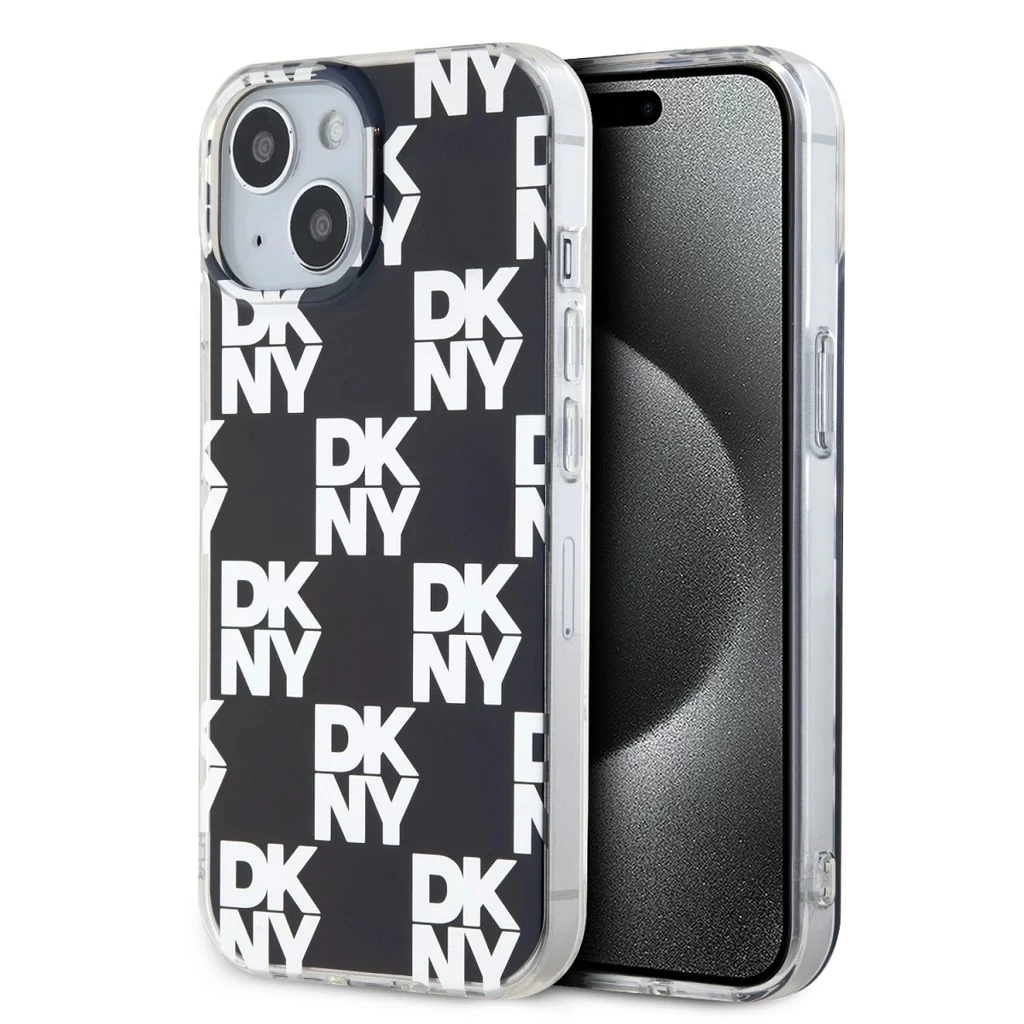DKNY PC/TPU Checkered Pattern tok iPhone 15 készülékhez fekete