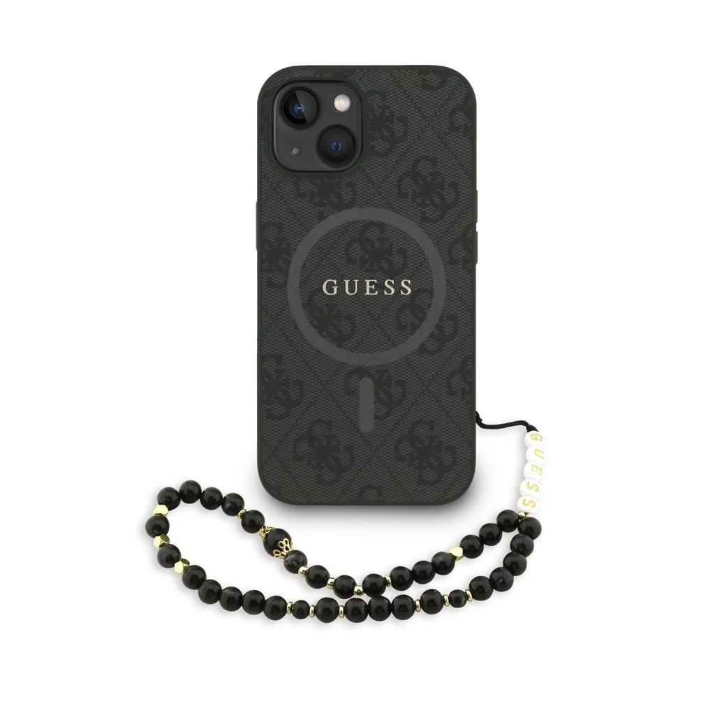 Guess PU Leather 4G Colored Ring Strap MagSafe tok iPhone 14 készülékhez fekete