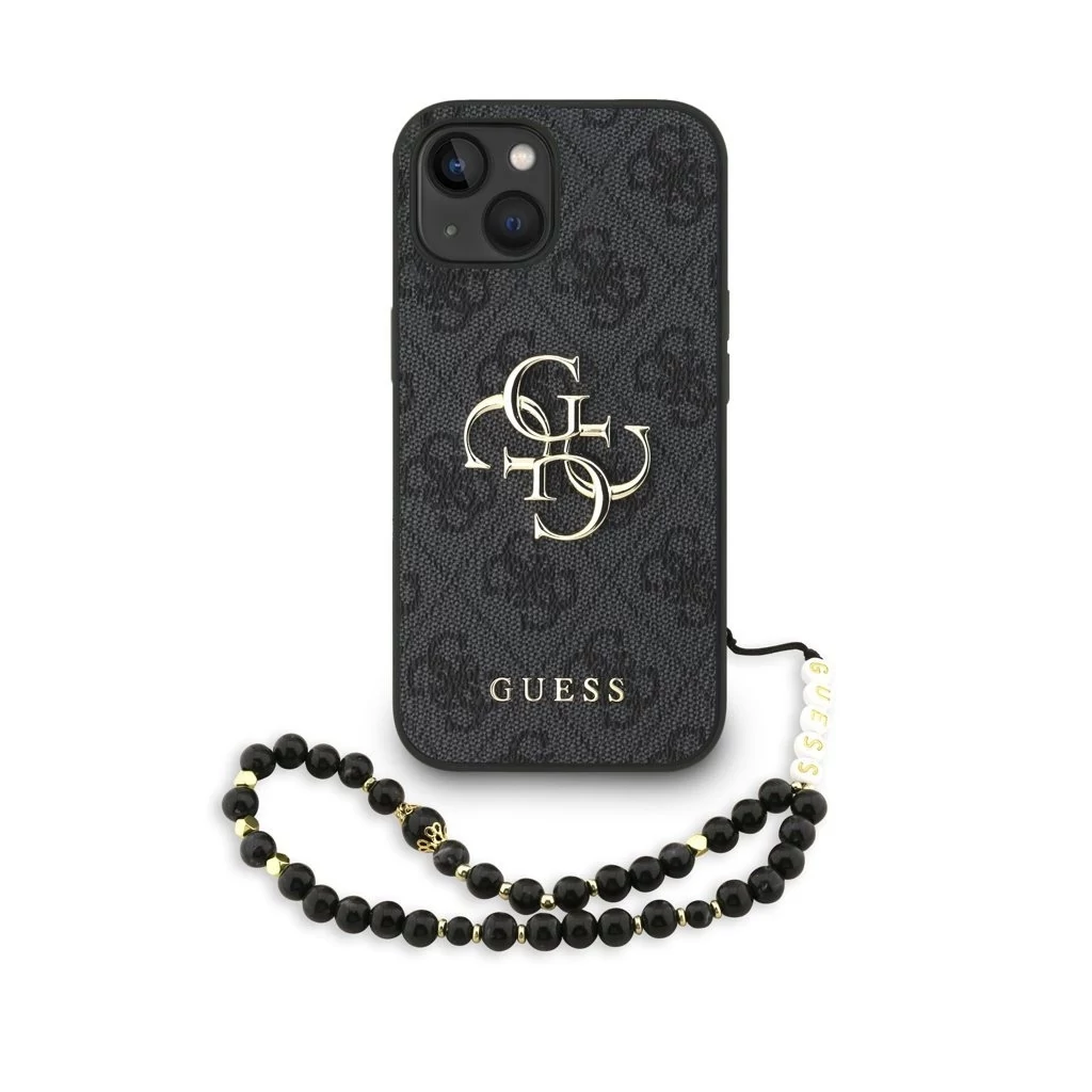 Guess PU 4G Metal Logo Strap tok iPhone 15 készülékhez fekete