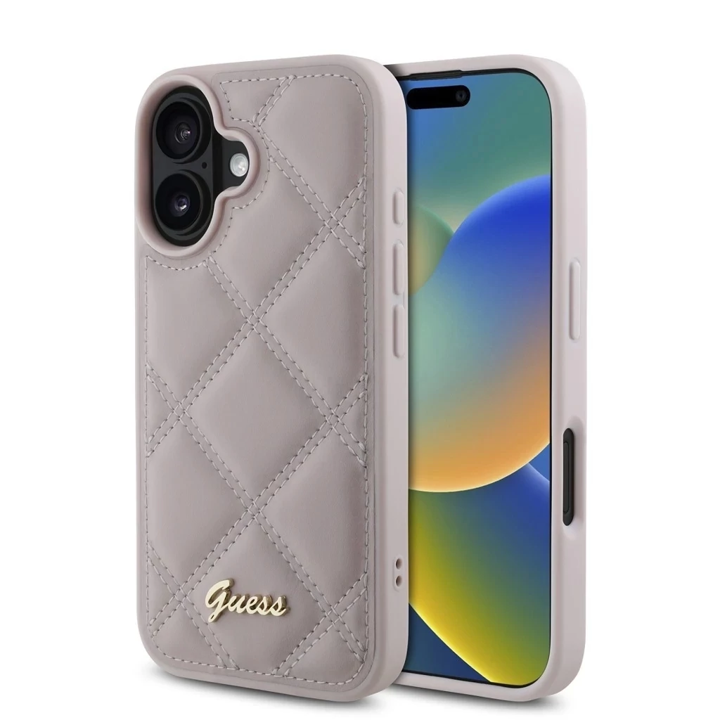 Guess PU bőr párnázott tok iPhone 16 készülékhez rózsaszín
