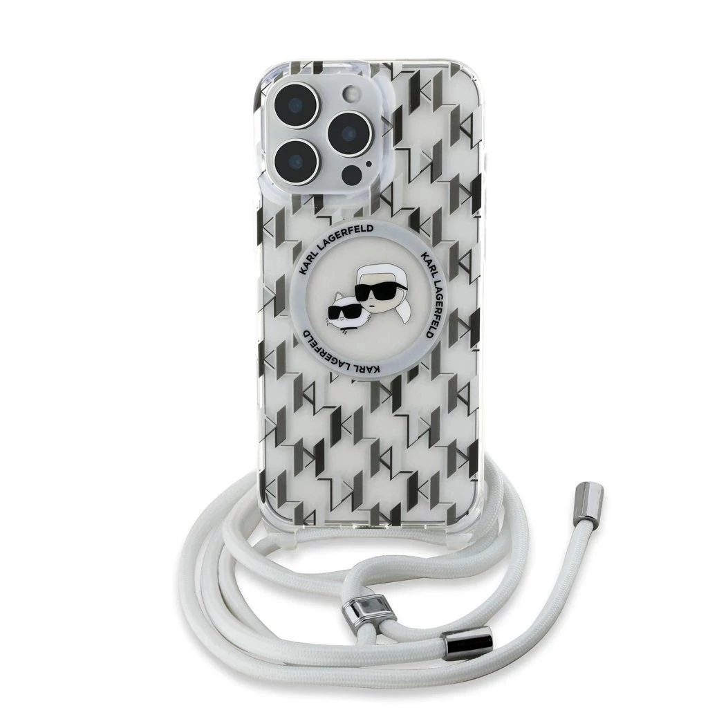 Karl Lagerfeld IML Monogram Crossbody K&CH Heads MagSafe tok iPhone 16 Pro Max készülékhez átlátszó