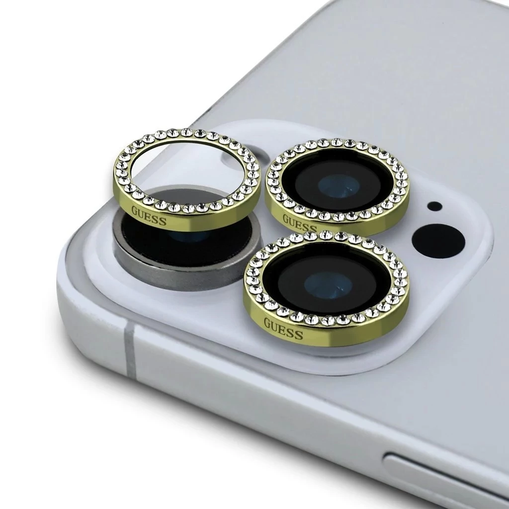 Guess Fixed Glliter védő lencse iPhone 16 Pro/16 Pro Max készülékhez arany