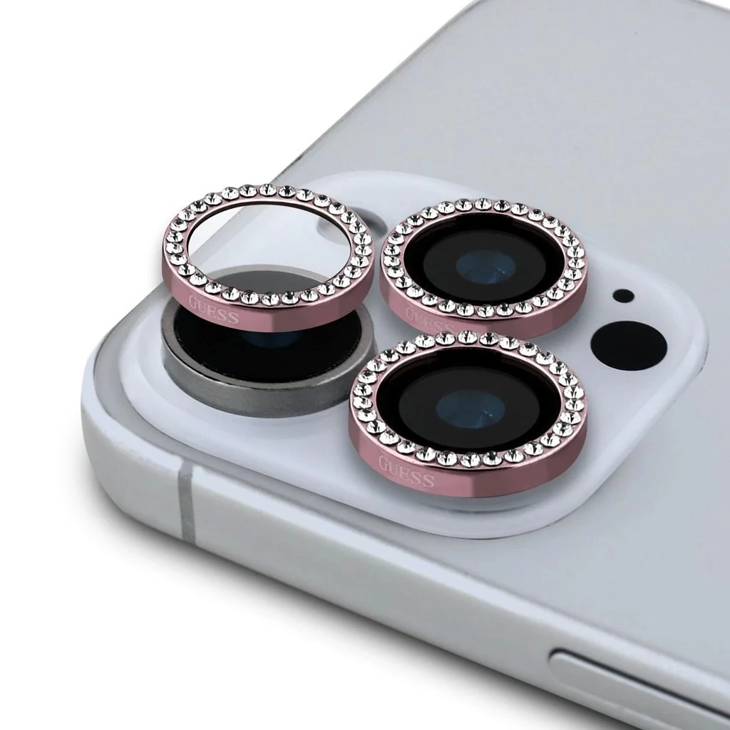 Guess Fixed Glliter védő lencse iPhone 16 Pro/16 Pro Max készülékhez rózsaszín